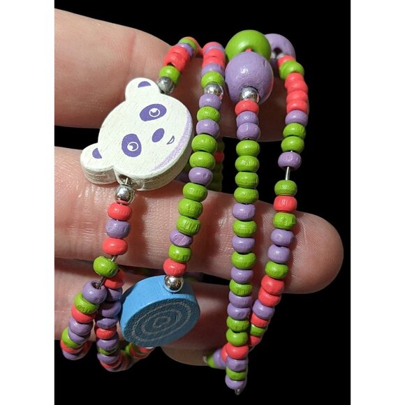 Candycore Rainbow Panda Beaded Coil Bracelet - Picture 2 of 6